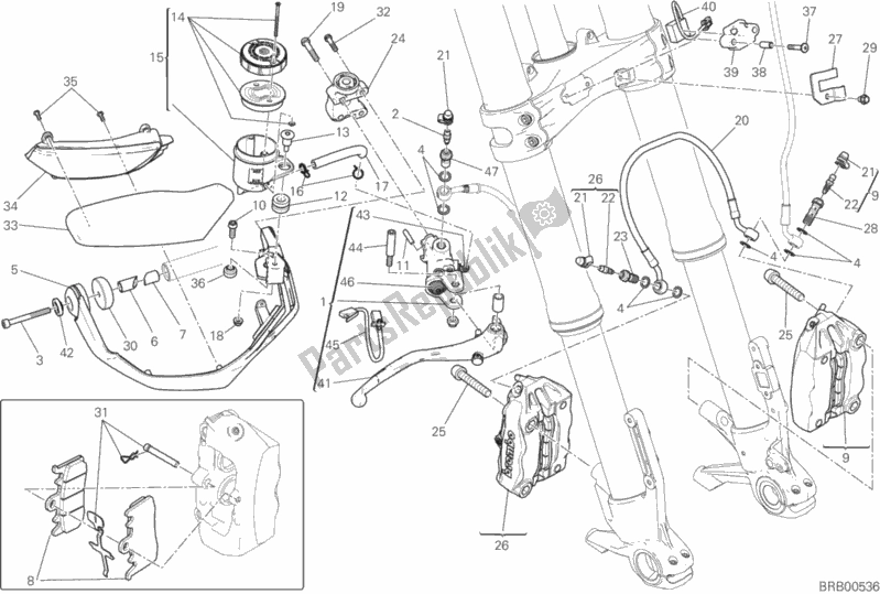 Todas as partes de Sistema De Freio Dianteiro do Ducati Multistrada 1200 Enduro Thailand 2016